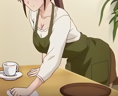 シルエットからもわかるスゴ乳スゴ尻のわがままボデーな店員娘の可憐さ♪